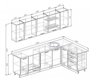 Угловой кухонный гарнитур Муссон 2600х1600 мм в Краснотурьинске - krasnoturinsk.mebel-e96.ru