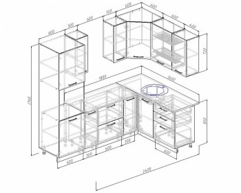 Угловой кухонный гарнитур Латте 2400х1600 мм в Краснотурьинске - krasnoturinsk.mebel-e96.ru