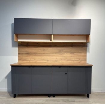 Кухонный гарнитур Монако 2000 мм графит (СВ) в Краснотурьинске - krasnoturinsk.mebel-e96.ru