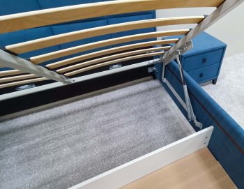 Кровать с подъемным механизмом Мега синий (Лин) в Краснотурьинске - krasnoturinsk.mebel-e96.ru