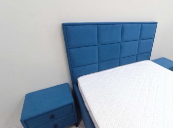 Кровать с подъемным механизмом Мега синий (Лин) в Краснотурьинске - krasnoturinsk.mebel-e96.ru