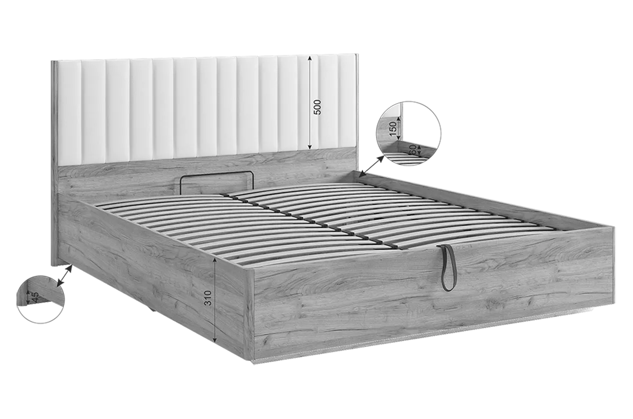 Кровать с подъемным механизмом Адам графит (Мебельсон) в Краснотурьинске - krasnoturinsk.mebel-e96.ru