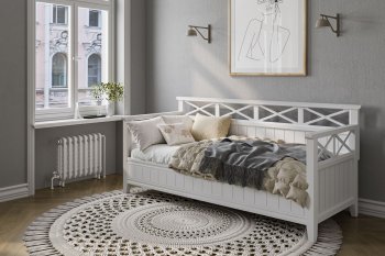 Кровать из массива Амелия белый античный (БМ) в Краснотурьинске - krasnoturinsk.mebel-e96.ru