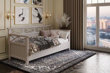 Кровать из массива Амелия льняной (БМ) в Краснотурьинске - krasnoturinsk.mebel-e96.ru