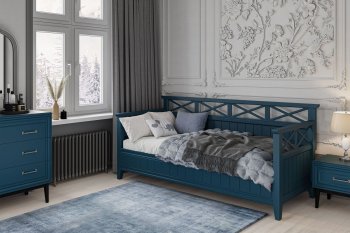 Кровать из массива Амелия сапфир без ящиков (БМ) в Краснотурьинске - krasnoturinsk.mebel-e96.ru