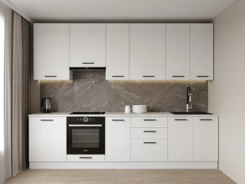 Кухонный гарнитур высокий Белый глянец 3000 мм МДФ (Санвут) в Краснотурьинске - krasnoturinsk.mebel-e96.ru