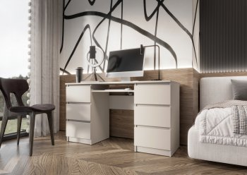 Письменный стол Челси 6 ящиков кашемир (Миф) в Краснотурьинске - krasnoturinsk.mebel-e96.ru