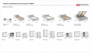 Спальный гарнитур Чикаго модульный, ателье светлый/белый (Имп) в Краснотурьинске - krasnoturinsk.mebel-e96.ru