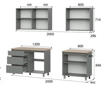 Кухонный гарнитур Денвер 2000 мм (СВ) в Краснотурьинске - krasnoturinsk.mebel-e96.ru