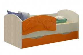 Детская кровать Дельфин-3 МДФ оранжевый, 80х160 в Краснотурьинске - krasnoturinsk.mebel-e96.ru