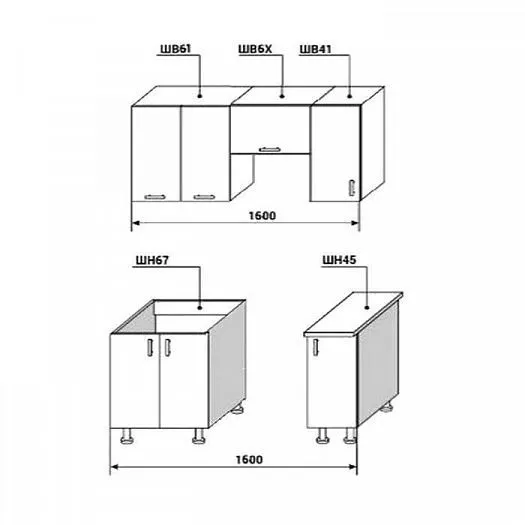 Кухонный гарнитур Диана-4У Лофт 1600 мм в Краснотурьинске - krasnoturinsk.mebel-e96.ru