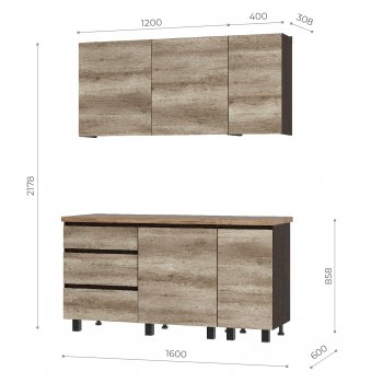 Кухонный гарнитур Энигма 1600 мм (БТС) в Краснотурьинске - krasnoturinsk.mebel-e96.ru