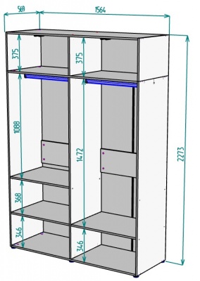 Шкаф 1564 мм Erik H313 + Антресоль HA4 (Графит) в Краснотурьинске - krasnoturinsk.mebel-e96.ru