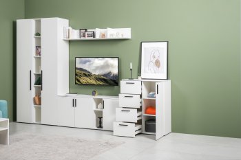 Стенка Эйр комп 1, белый (Моби) в Краснотурьинске - krasnoturinsk.mebel-e96.ru