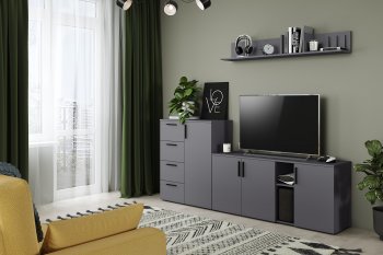 Стенка Эйр модульная, графит (Моби) в Краснотурьинске - krasnoturinsk.mebel-e96.ru