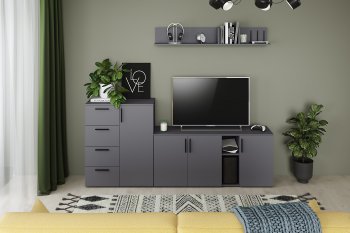 Стенка Эйр модульная, графит (Моби) в Краснотурьинске - krasnoturinsk.mebel-e96.ru
