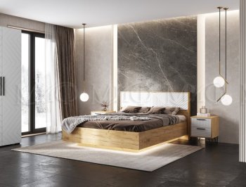 Кровать парящая Флэш крафт/белый (Миф) в Краснотурьинске - krasnoturinsk.mebel-e96.ru