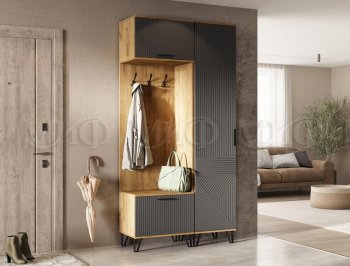 Прихожая Флэш комп. 3, крафт/графит (Миф) в Краснотурьинске - krasnoturinsk.mebel-e96.ru
