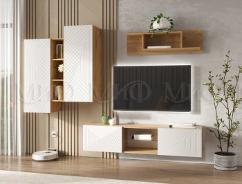 Стенка Флэш крафт/белый (Миф) в Краснотурьинске - krasnoturinsk.mebel-e96.ru