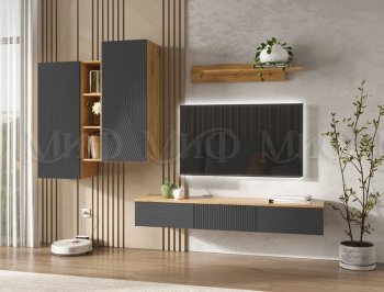 Стенка Флэш комп.2 крафт/графит (Миф) в Краснотурьинске - krasnoturinsk.mebel-e96.ru