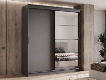 Шкаф-купе 2000 мм Гранд-1 ЛДСП/Зеркало, графит (Эра) в Краснотурьинске - krasnoturinsk.mebel-e96.ru