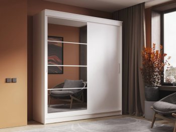 Шкаф-купе 2000 мм Гранд-1 ЛДСП/Зеркало, Белый (Эра) в Краснотурьинске - krasnoturinsk.mebel-e96.ru