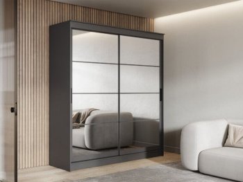 Шкаф-купе 2000 мм Гранд-1 зеркало/зеркало, графит (Эра) в Краснотурьинске - krasnoturinsk.mebel-e96.ru