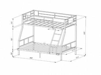 Кровать двухъярусная Гранада-1ПЯЯ 140 в Краснотурьинске - krasnoturinsk.mebel-e96.ru