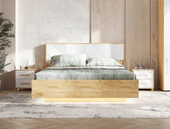 Кровать парящая Ирис крафт/белый с подсветкой (Миф) в Краснотурьинске - krasnoturinsk.mebel-e96.ru