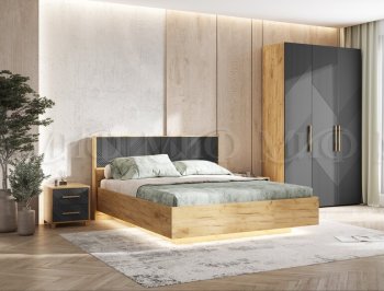 Кровать парящая Ирис крафт/графит(Миф) в Краснотурьинске - krasnoturinsk.mebel-e96.ru