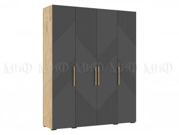 Шкаф 1800 мм Ирис с антресолью крафт/графит (Миф) в Краснотурьинске - krasnoturinsk.mebel-e96.ru