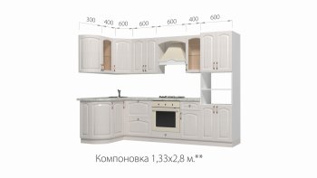 Кухонный гарнитур Кантри 1330*2800 мм в Краснотурьинске - krasnoturinsk.mebel-e96.ru