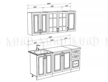 Кухонный гарнитур Констанция 1800 мм белый/джинс (Миф) в Краснотурьинске - krasnoturinsk.mebel-e96.ru