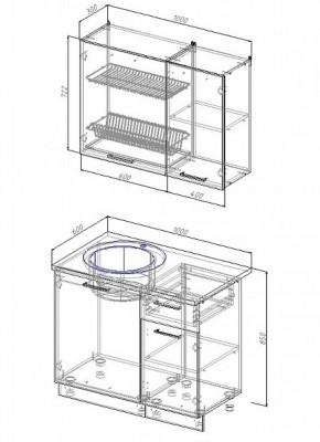 Кухонный гарнитур Антрацит 1000 в Краснотурьинске - krasnoturinsk.mebel-e96.ru