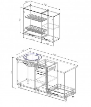 Кухонный гарнитур Антрацит 1600 в Краснотурьинске - krasnoturinsk.mebel-e96.ru