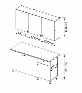 Кухонный гарнитур POINT 1500 мм (Гор) в Краснотурьинске - krasnoturinsk.mebel-e96.ru