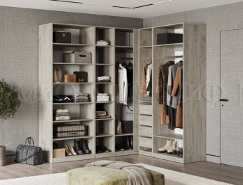Гардеробная/шкаф 2200*1706 мм Ларго №3 дуб крафт серый/кашемир (Миф) в Краснотурьинске - krasnoturinsk.mebel-e96.ru
