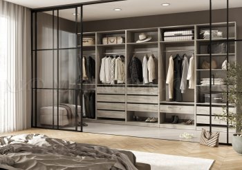 Гардеробная/шкаф 4000 мм Ларго №1 открытая дуб крафт серый (Миф) в Краснотурьинске - krasnoturinsk.mebel-e96.ru