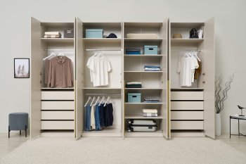 Гардеробная/шкаф 3200 мм Ларго №2 Кашемир (Миф) в Краснотурьинске - krasnoturinsk.mebel-e96.ru