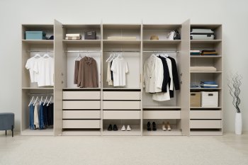 Гардеробная/шкаф 4000 мм Ларго №4 Кашемир (Миф) в Краснотурьинске - krasnoturinsk.mebel-e96.ru