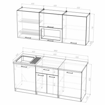 Кухонный гарнитур Лариса макси 1 1800 мм (Герда) в Краснотурьинске - krasnoturinsk.mebel-e96.ru