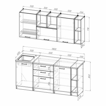 Кухонный гарнитур Лариса макси 4 1800 мм (Герда) в Краснотурьинске - krasnoturinsk.mebel-e96.ru