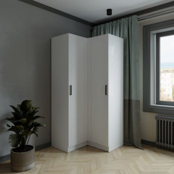 Шкаф угловой Ларс (угол прямой), Белый (Микон) в Краснотурьинске - krasnoturinsk.mebel-e96.ru