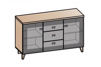 Комод 2дв, 3ящ Лежер КМ-3103 дуб серый/холст вулканический(СанТан) в Краснотурьинске - krasnoturinsk.mebel-e96.ru