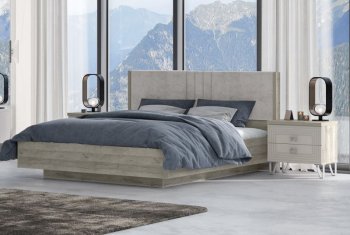 Кровать 1600 мм Лежер КР-311-16-16 дуб серый/велюр Missoni 18 (Сантан) в Краснотурьинске - krasnoturinsk.mebel-e96.ru