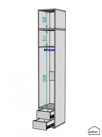 Шкаф с антресолью 400 мм Linnea MHR-1A-3 2450х400х510 (Белый-М 11.1.2) в Краснотурьинске - krasnoturinsk.mebel-e96.ru