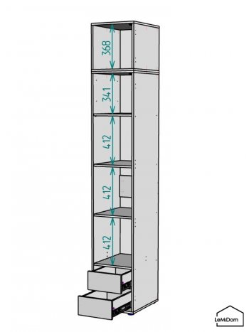 Шкаф с антресолью 400 мм Linnea MHR-1A-4 2450х400х510 (Белый-М 11.1.2) в Краснотурьинске - krasnoturinsk.mebel-e96.ru