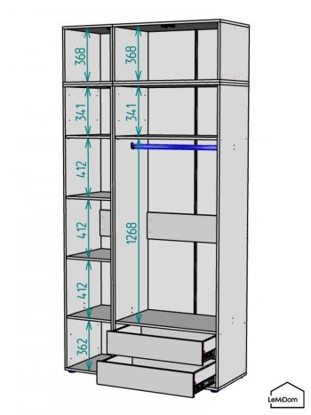 Шкаф с антресолью 1200 мм Linnea MHR-3A-2 2450х1200х510 (ДВ-М 11.1.25) в Краснотурьинске - krasnoturinsk.mebel-e96.ru