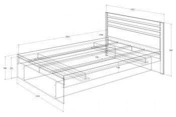 Кровать двуспальная Лиана графит (Зарон) в Краснотурьинске - krasnoturinsk.mebel-e96.ru