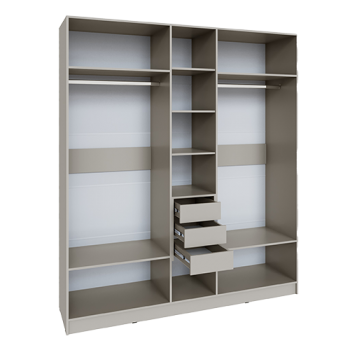 Шкаф Мадрид 2000 мм с зеркалом и ящиками, кашемир (Текс) в Краснотурьинске - krasnoturinsk.mebel-e96.ru